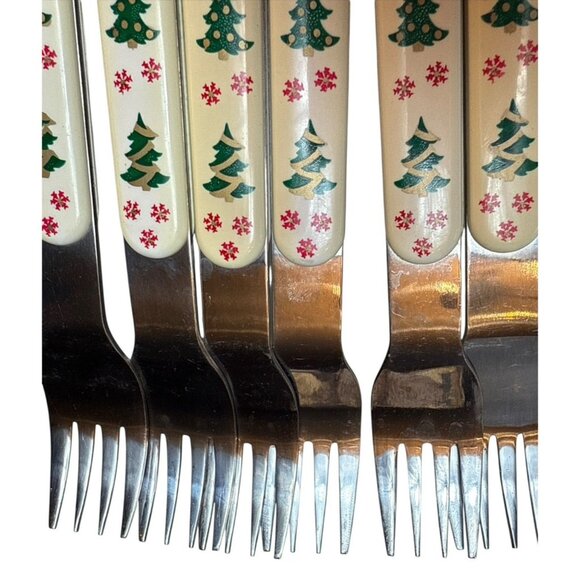 VTG Northland Stainless Japan Christmas Trees Flatware For 6 - 24 Pieces - Picture 4 of 11